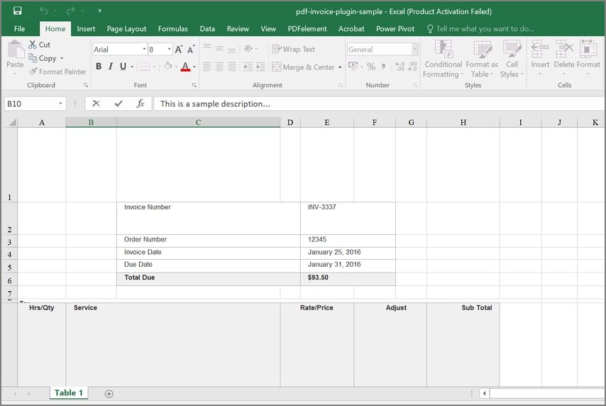 review the converted excel output